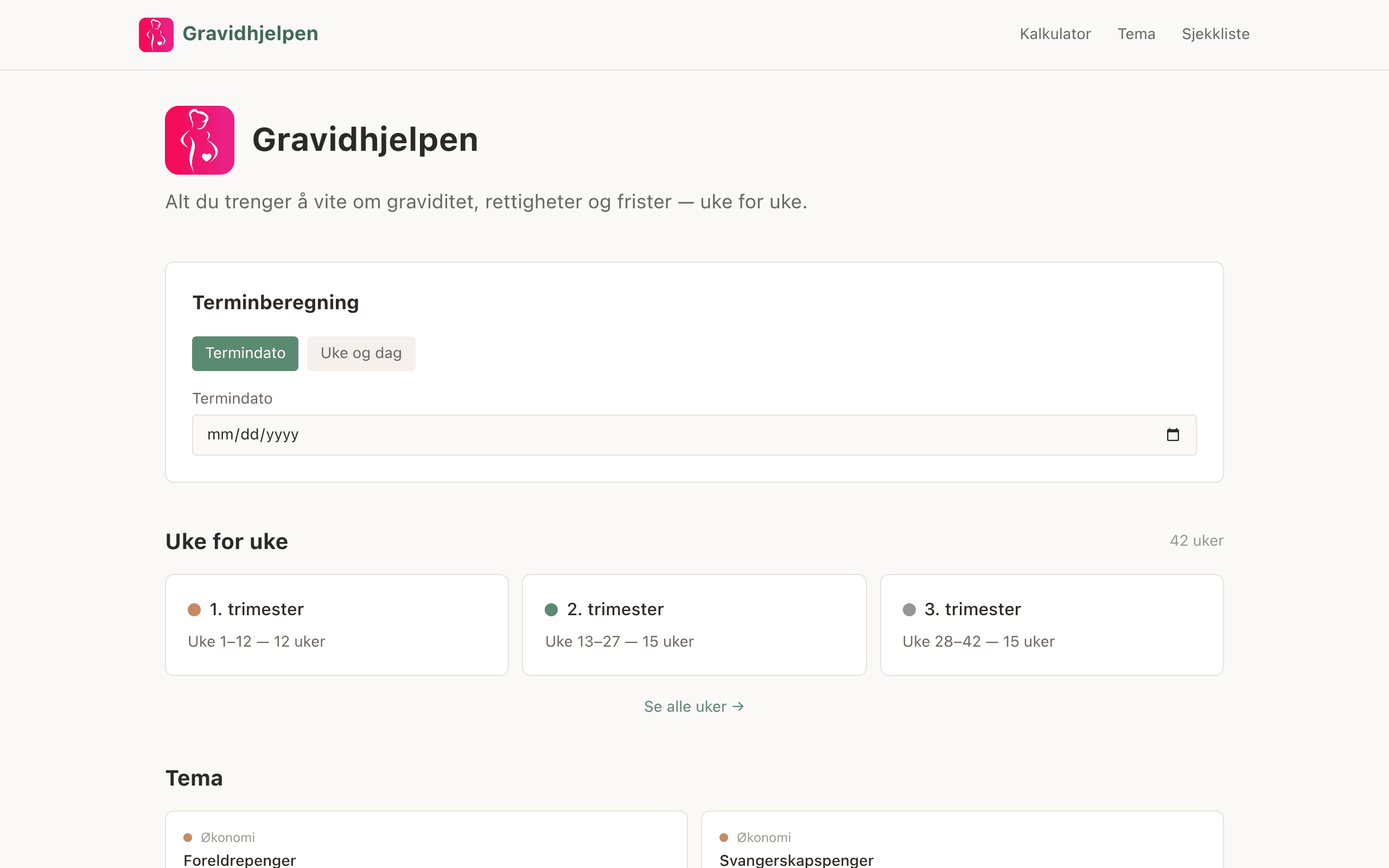 Screenshot of gravidhjelpen.no